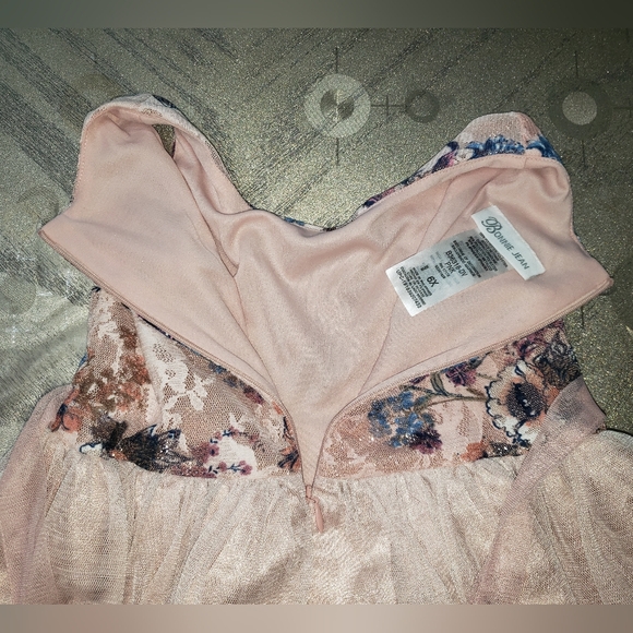 Bonnie Jean Girls Floral Lace Tulle Dress – Pink – Size 6X - Picture 9 of 12